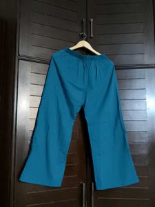 In Stree Teal Blue Cotton Embroidered Kurta Set