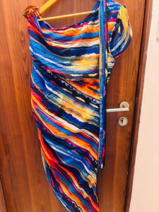 Abstract Print One-Shoulder Dress