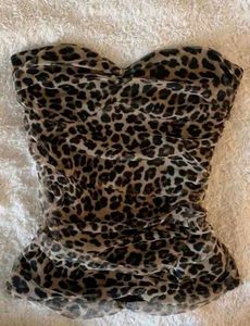 Leopard Print Strapless Top
