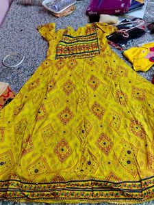 Vibrant Yellow Kurta Set with Mirror Work