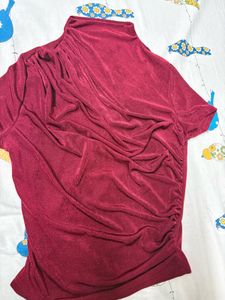 Chic Ruched Mock Neck Top