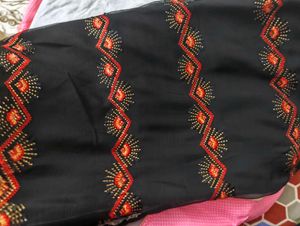 Elegant Black Embroidered Saree