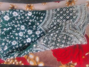 Elegant Green Embroidered suit set