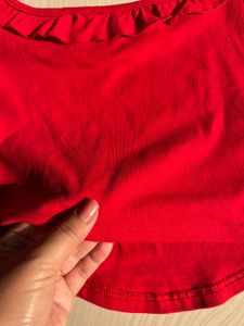Chic Red Ruffled Crop Top