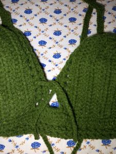 Crochet Bra Top_ Olive Green