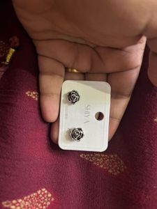 Silver Rose Stud Earrings with s925 halmark