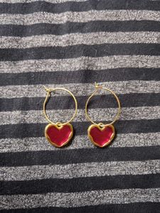 Chic Red Heart Hoop Earrings