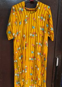 Vibrant Yellow Floral Print Kurta