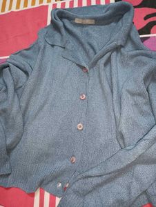 Light Blue Knit Cardigan top