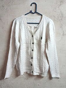 White Cable Knit Cardigan Sweater