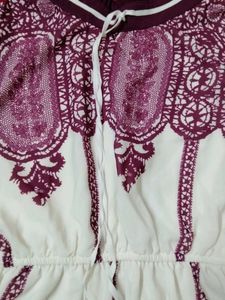 White &amp; Purple Embroidered Ethnic Gown