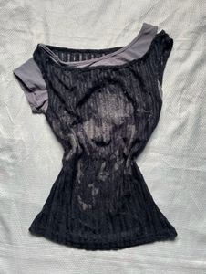 Unique Black Sheer Graphic Top