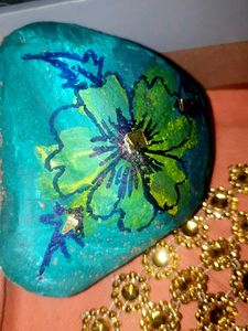 Hand-Painted Floral Art Stone