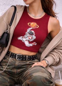 Red Astronaut Graphic Tank Top
