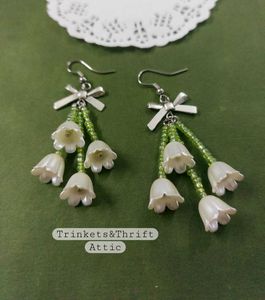 White Bell Flower Dangle Earrings