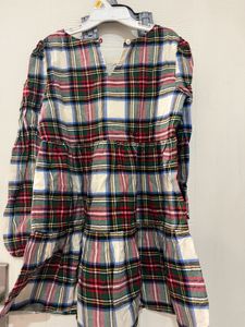 New Gap Kids Checked Tiered Frock 6-7 Yrs