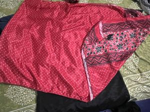 black and red kurta set