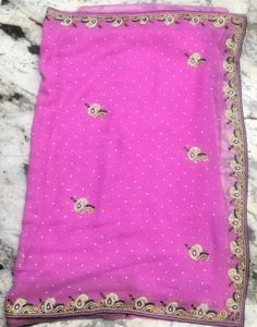 Pink Embellished Saree with Blouse Piece