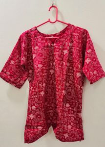Red Printed Kurta
