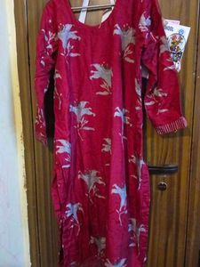 Maroon Floral Kurta Set with Dupatta