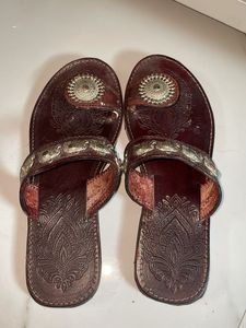 PURE Embellished Brown Leather Sandals