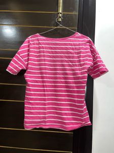 Pink and White Striped T-Shirt