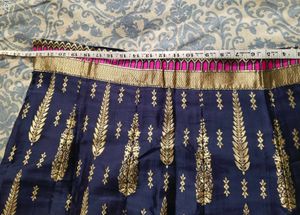 Elegant Navy Blue lahenga choli with Gold Print