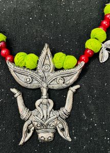 Boho Beaded Necklace with Pendant