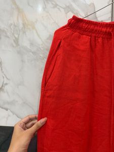 Bright Red Wide-Leg Lounge Pants