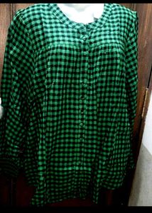 Green Plaid Button-Up Shirt