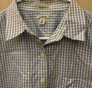 LL Bean Blue Gingham Button-Up Shirt
