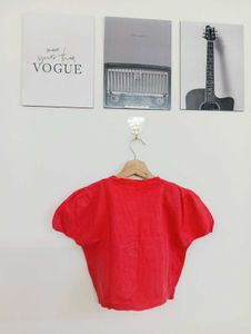 Red Short Sleeve Blouse