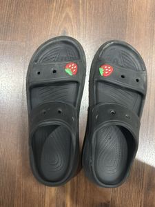 Black Flip-Flops with Strawberry Charms