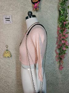Cute Pink Cropped Cardigan