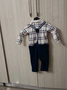 Baby Boy Plaid Romper with Suspenders