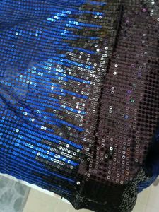 Sparkling Blue &amp; Black Sequins Saree for Wedding