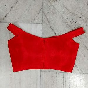 Vibrant Red Off-Shoulder Blouse fix price