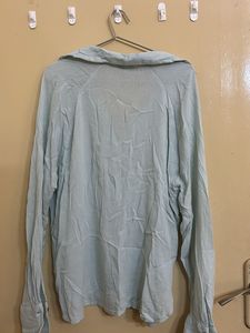 Sea green Collared Button-Up Shirt