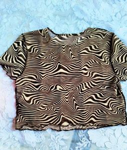 Brown Swirl Mesh Crop Top