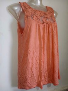 Coral Crochet Tank Top