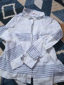 Oversized Blue Striped Button-Down Shirt