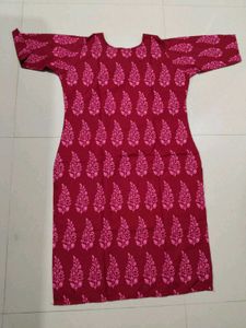 Maroon Printed Kurta