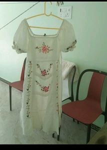 Embroidered White Midi Dress