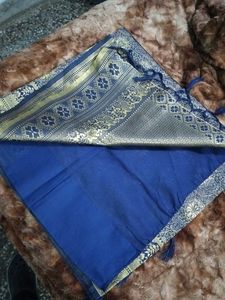Elegant Navy Blue Banarasi Silk Saree