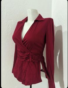 Y2k Elegant Red Wrap Top💕