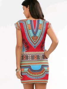 Vibrant Dashiki Print Mini Dress