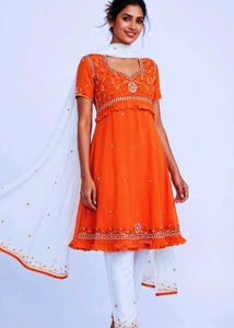 Orange Anarkali Kurta Set