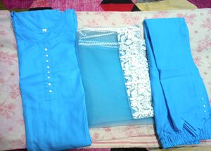 Pure Cotton Kurta Pant Dupatta Set