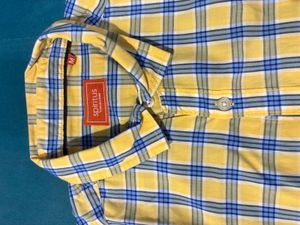 Men's Yellow Check Half Shirt