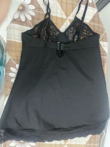 Elegant Black Lace Trim Camisole